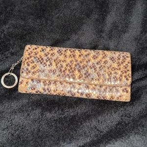 HOBO Brown Snakeskin Women's Hobo Sadie Patterned Leather Wallet